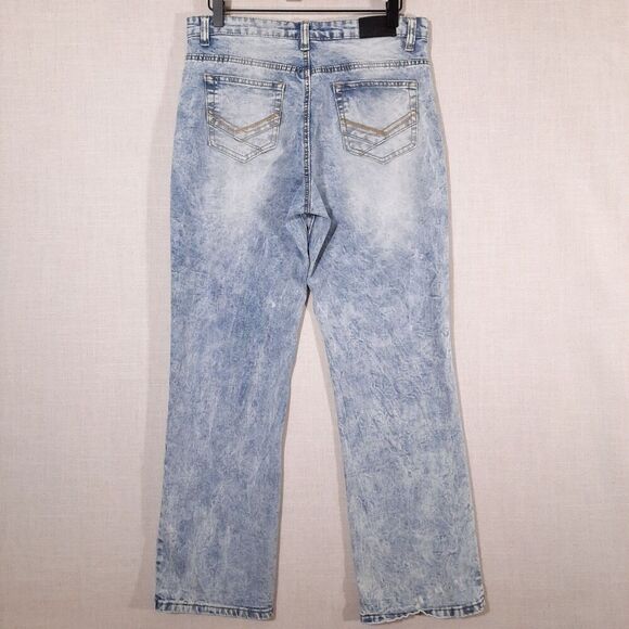 Akademiks Distressed Jeans Size 18 Straight Leg High Rise Acid Wash Stretch - Picture 4 of 15